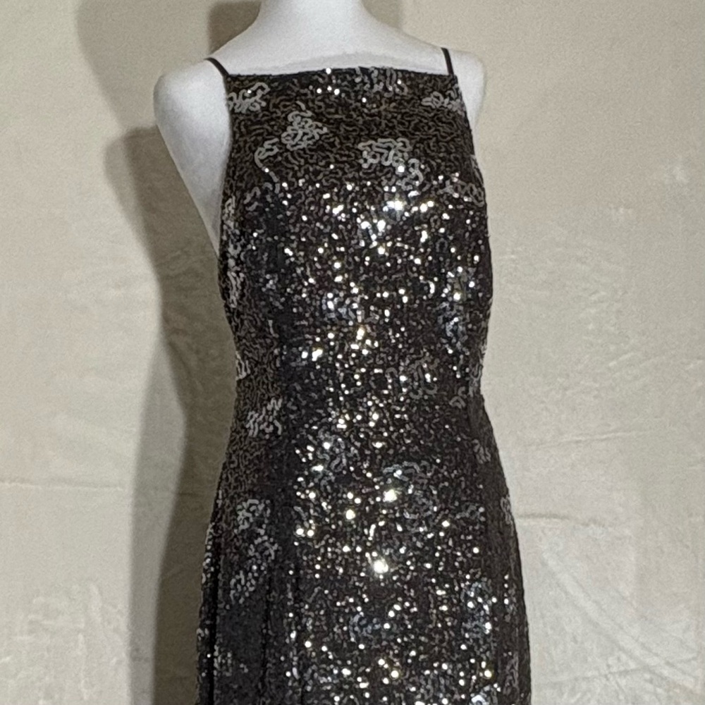 City Triangles Black Formal Evening Gown sz 13 Sequins Asymmetric Hem Backless - Picture 2 of 14
